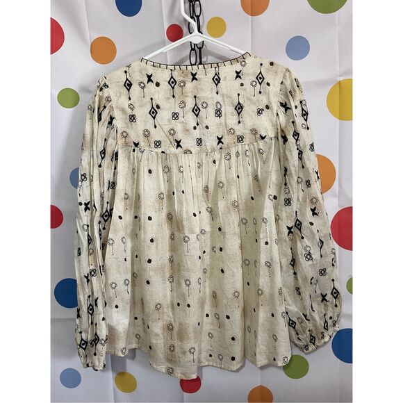 NEW Rachel Zoe Boho Peasant Style Top Beiges & Black Tassels Size Small ❤️🌿 - Picture 11 of 11